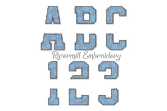 5 Split Varsity Zig Zag Embroidery Font
