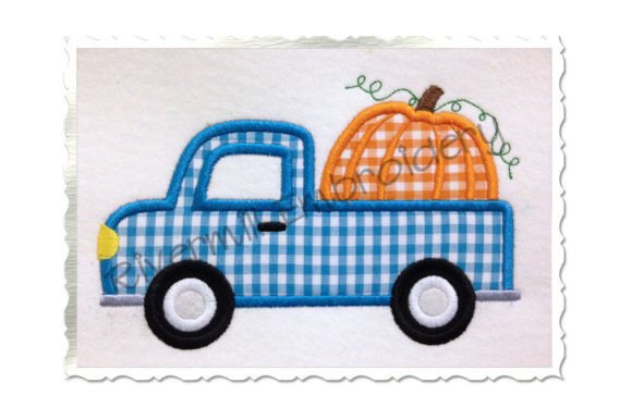 Applique Pumpkin Truck Embroidery Design