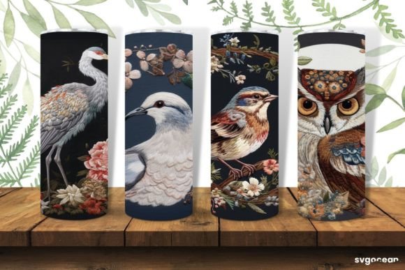 Bird Embroidery Tumbler Wrap Bundle