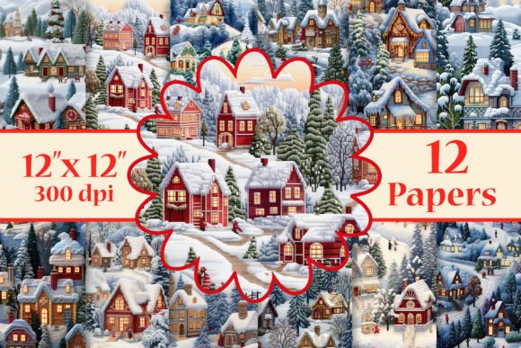 Christmas Embroidery Digital Papers for Creative Projects