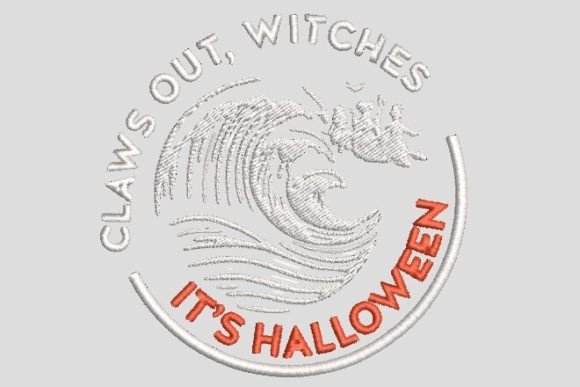 Claws Out Witches Halloween Embroidery