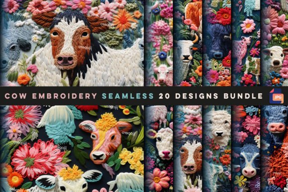Cow Embroidery Seamless