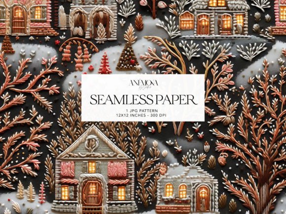 Embroidery Winter Village Paper