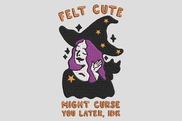 Felt Cute Halloween Witch Girl Embroidery
