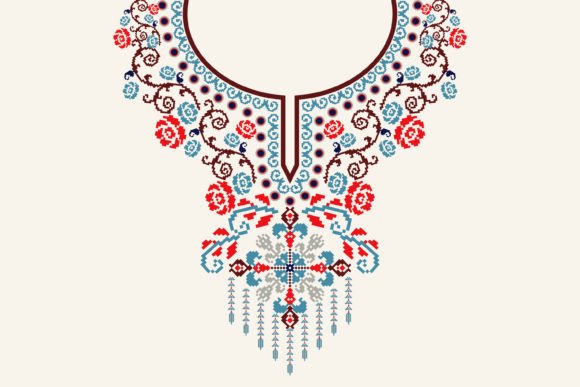 Floral Neckline Cross Stitch Embroidery