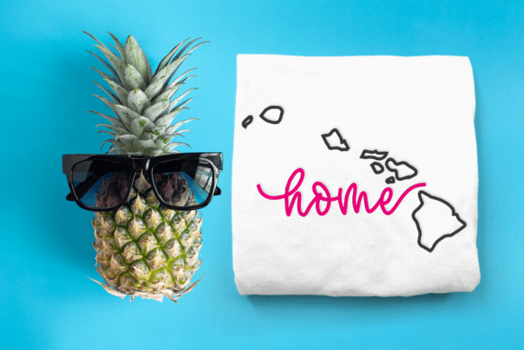 Hawaii Home State Outline Embroidery