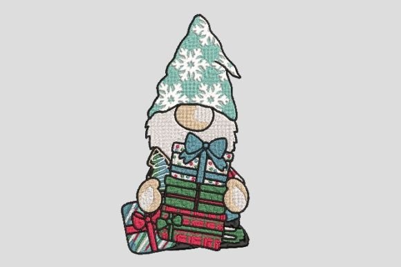Merry Christmas Cute Gnome Embroidery