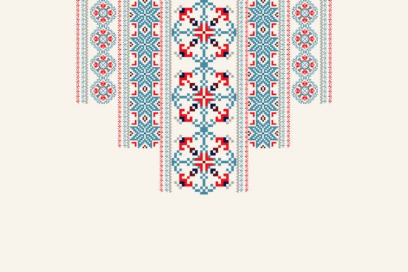 Neckline Floral Cross Stitch Embroidery