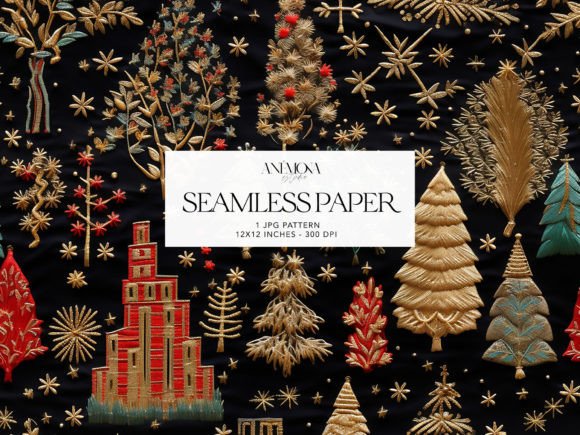 Night Village Christmas Embroidery Paper