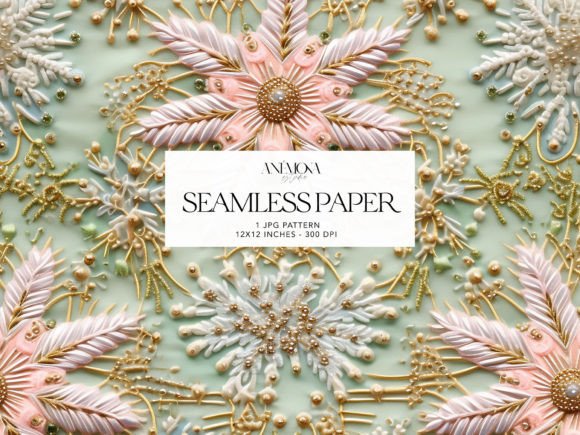 Pastel Snowflakes Embroidery Paper