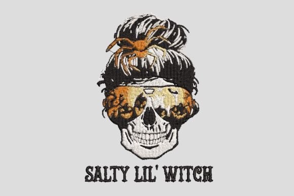 Salty Lil Witch Halloween Embroidery File
