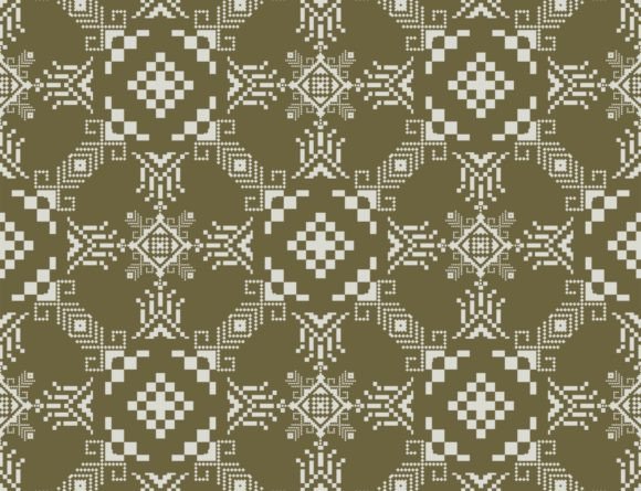 Ukrainian Embroidery White-Green Pattern
